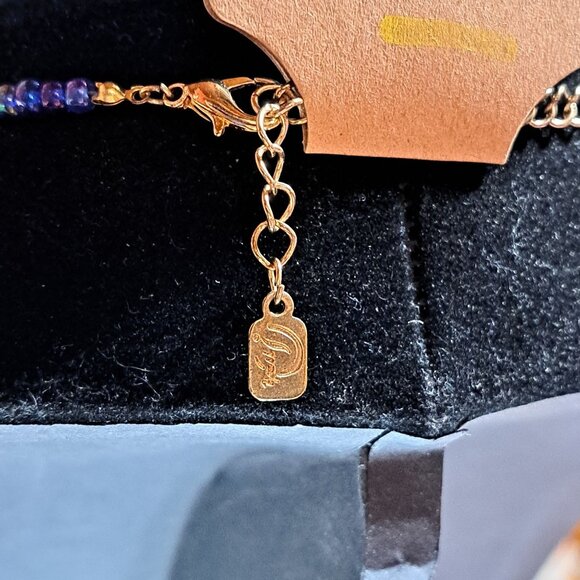 U and I Blue glass necklace beaded 18" - Picture 3 of 3